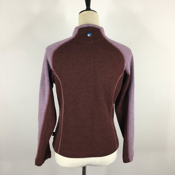 KUHL Brown Purple Colorblock Alfpaca Fleece Mock Neck Pullover Knit Sweater - Picture 10 of 12